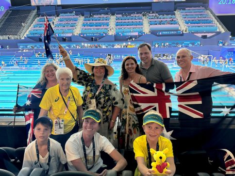 Final Swim Night Group Photo, with boxhall family, CEOs Gerhard and Adam